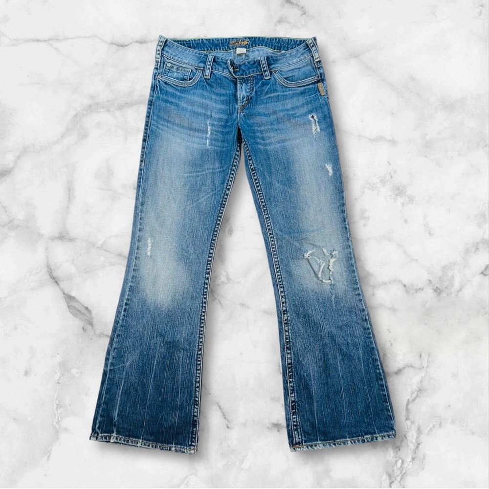 Silver Jeans Tuesday Ripped Distressed‎ Low Rise Women's Sz. 4/27 Flare